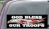 God Bless Our Troops Patriotic American Flag Decal CNF171
