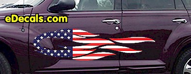 USA Striped Flame Decal FLM908