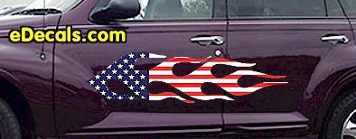 USA Striped Flame Decal FLM916