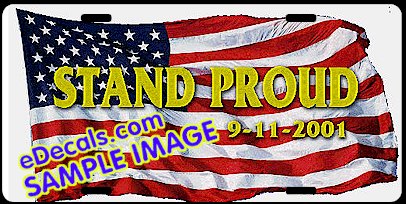 American Flag Stand Proud Aluminum License Plate LIC109