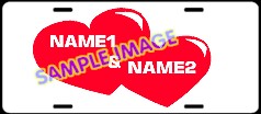 Add Your Names Here Hearts License Plate LIC292