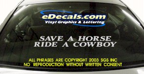 Save A Horse Cowboy Bumper Sticker Decal BMP136