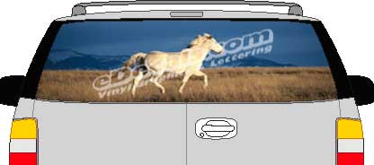 White Horse Vision Rear Window Mural Decal CLR106