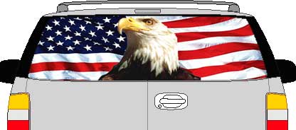 Eagle Flag I Vision Rear Window Mural Decal CLR128