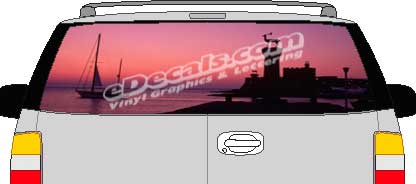Sunset On Water Vision Rear Window Mural Decal CLR136