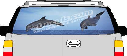 Dolphins Vision Rear Window Mural Decal CLR139