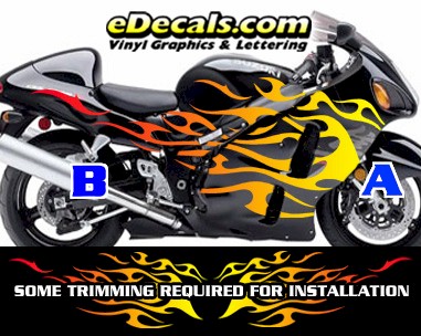 Color Fade Flame Decal Kit Suzuki Yamaha Kawasaki Metric Bike COL804