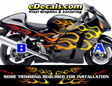 Color Fade Flame Decal Kit Suzuki Yamaha Kawasaki Metric Bike COL805