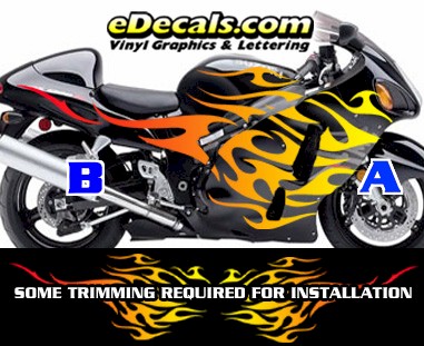 Color Fade Flame Decal Kit Suzuki Yamaha Kawasaki Metric Bike COL806