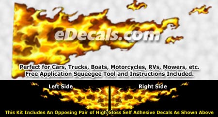 Yellow Realistic Flame Graphic Decal FLM853