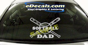 Softball Dad Sports Cartoon Decal SPT183