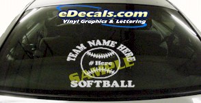 Softball Team Name Here Ball Sports Cartoon Decal SPT186
