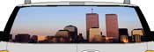 twin towes  rear window mural decal