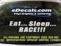 BMP127 Eat Sleep Race Bumper Sticker Decal