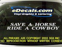  BMP136 Save A Horse Cowboy Bumper Sticker Decal