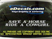  BMP137 Save A Horse Cowgirl Bumper Sticker Decal