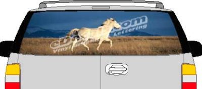 CLR106 White Horse Vision Rear Window Mural Decal