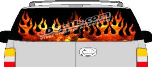 CLR111 Fire Flames Vision Rear Window Mural Decal