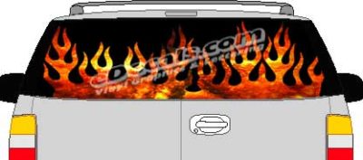 CLR111 Fire Flames Vision Rear Window Mural Decal