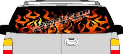 CLR112 Fire Flames 2 Vision Rear Window Mural Decal