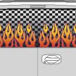 CLR116 Checkered Flame I Vision Rear Window Mural Decal