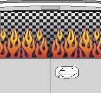 CLR116 Checkered Flame I Vision Rear Window Mural Decal