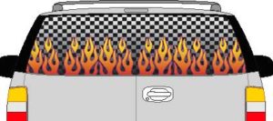 CLR116 Checkered Flame I Vision Rear Window Mural Decal