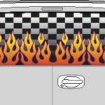 CLR117 Checkered Flame II Vision Rear Window Mural Decal