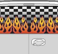 CLR117 Checkered Flame II Vision Rear Window Mural Decal