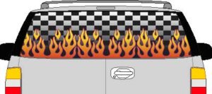 CLR117 Checkered Flame II Vision Rear Window Mural Decal
