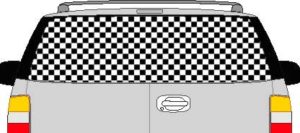 CLR118 Checkered I Vision Rear Window Mural Decal