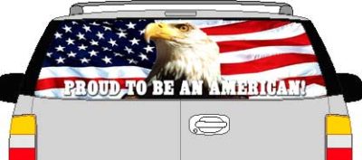 CLR129 Eagle Flag Proud To Be An American Vision Rear Window Mural Decal