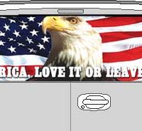CLR130 Eagle Flag Love It Or Leave It Vision Rear Window Mural Decal