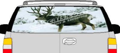 CLR137 Snow Deer Vision Rear Window Mural Decal