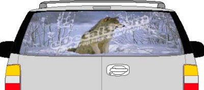 CLR140 Snow Wolf Vision Rear Window Mural Decal