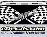 CLR151 Crossed Flags Checkered Vision Rear Window Mural Decal