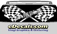 CLR151 Crossed Flags Checkered Vision Rear Window Mural Decal