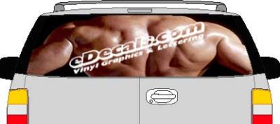 CLR158 Muscle Man Back Vision Rear Window Mural Decal