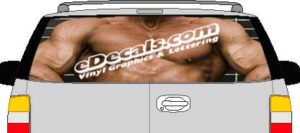 CLR159 Muscle Man Front Vision Rear Window Mural Decal