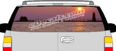 CLR167 Lighthouse Sunset Vision Rear Window Mural Decal