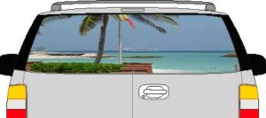 CLR185 Bahamas View Vision Rear Window Mural Decal