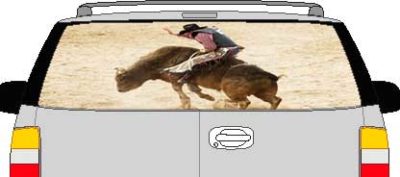 CLR195 Bull Rider Vision Rear Window Mural Decal