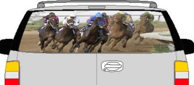 CLR196 Race Horses Vision Rear Window Mural Decal