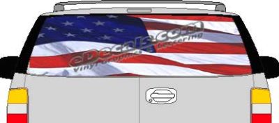 CLR207 American Flag Waving Vision Rear Window Mural Decal