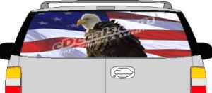 CLR208 Eagle American Flag IV Vision Rear Window Mural Decal