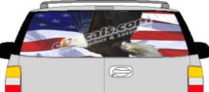 CLR209 Eagle American Flag V Vision Rear Window Mural Decal