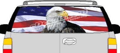 CLR210 Eagle American Flag VI Vision Rear Window Mural Decal