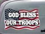 CNF165 God Bless Our Troops Patriotic American Flag Decal
