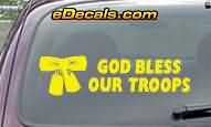  CNF177 God Bless Our Troops Patriotic Decal