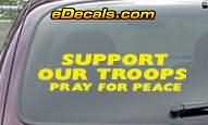 CNF187 Support Our Troops Pray For Peace Patriotic Decal